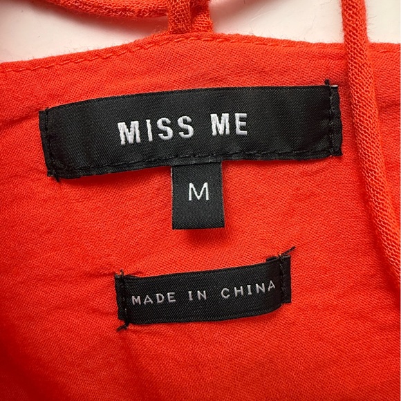 Miss Me Orange Sleeveless Shirt Dress Pockets Embroidered Women's Size M BOHO - Picture 7 of 12